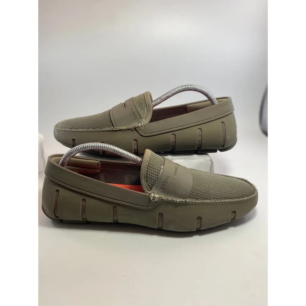 SWIMS Men’s Mesh Penny Loafers Size 9 Khaki Taupe Water Resistant Boat Shoes